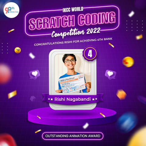 Rishi secured 4th rank in IKCC World Scratch Coding Competition 2022