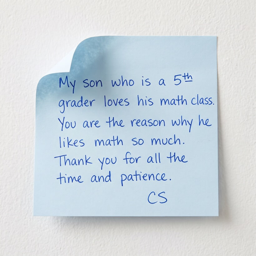 Handwritten sticky note: 