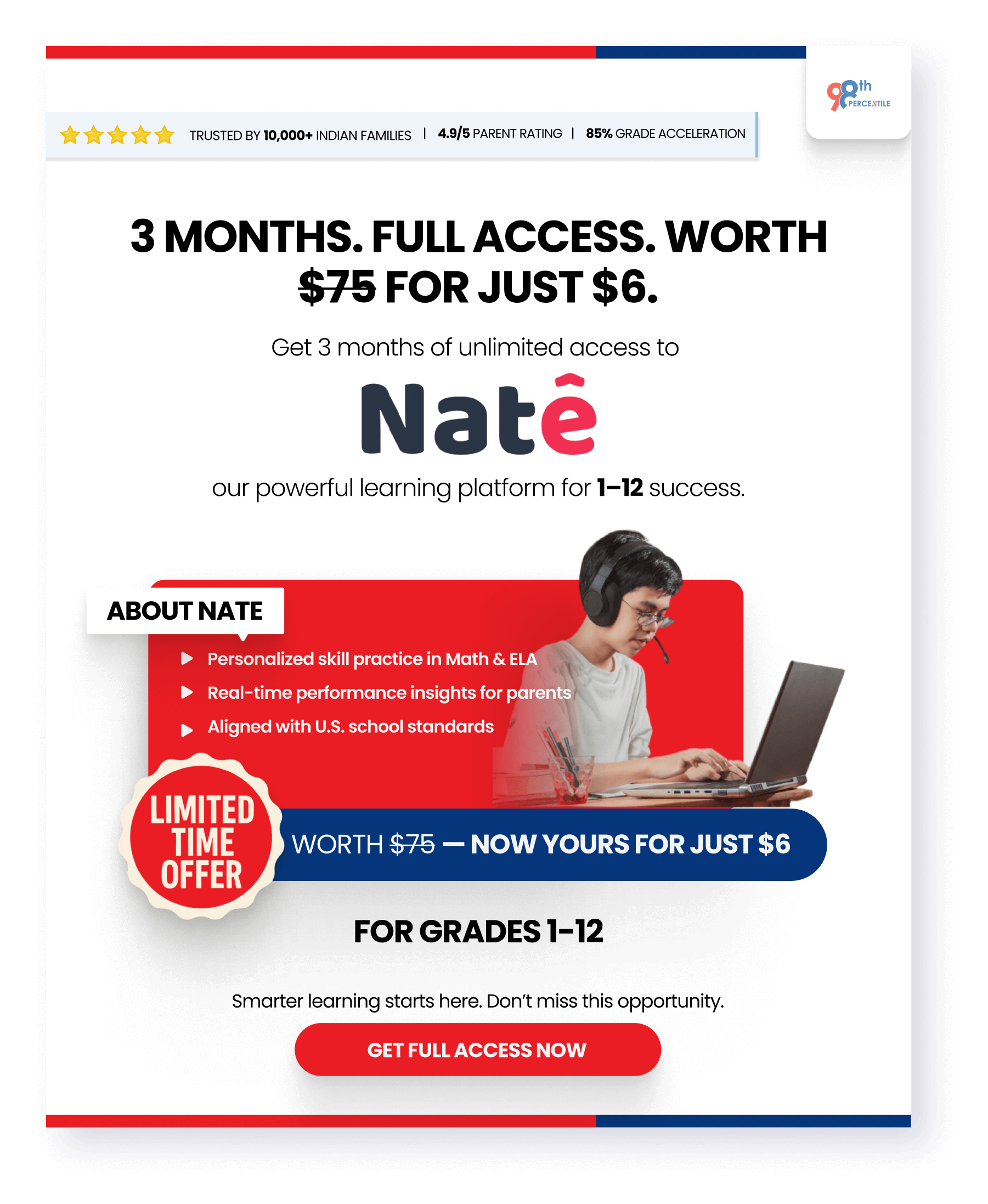Nate Paid campaign 98THPercentile