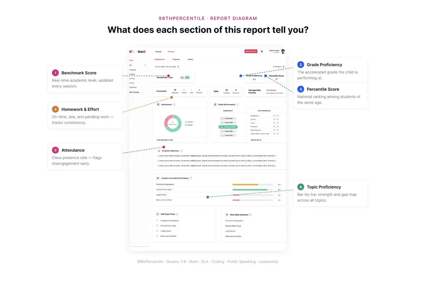 Annotated breakdown of what each report section reveals